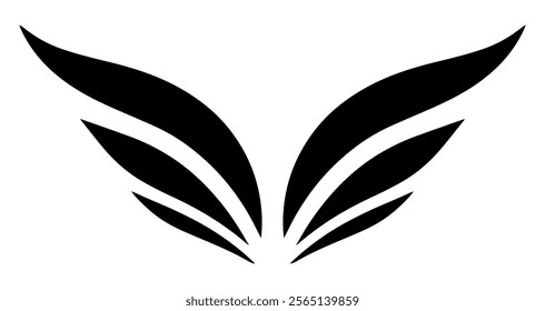 Wings icon. Black symbol of abstract wings on white background. Vector illustration.