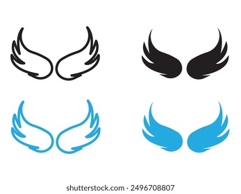 Wings icon black and white vector outline sign