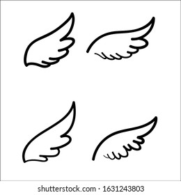 Wings icon collection cartoon. Hand drawn vector illustration.