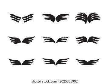 wings icon collection vector isolated