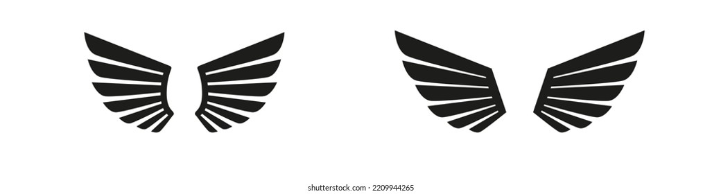 Wings icon. Freedom logo. Angel emblem. Eagle sign. Isolated wing on white background.