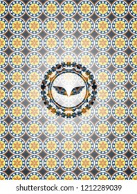 wings icon inside arabesque badge. arabic decoration.