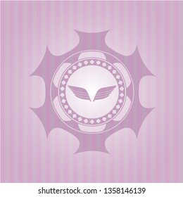  wings icon inside badge with pink background
