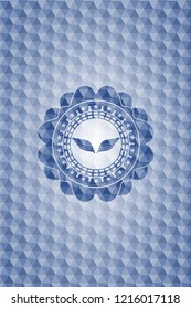 wings icon inside blue badge with geometric pattern.