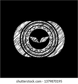 wings icon inside chalk emblem