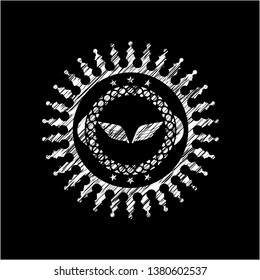 wings icon inside chalk emblem