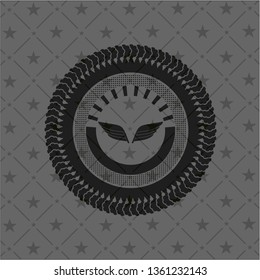 wings icon inside dark emblem. Retro