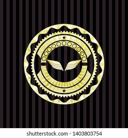 wings icon inside gold shiny emblem
