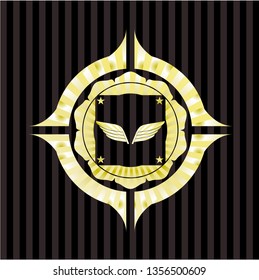 wings icon inside golden badge