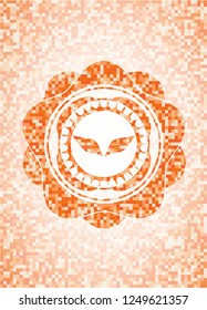 wings icon inside orange mosaic emblem
