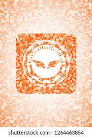 wings icon inside orange mosaic emblem