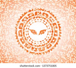 wings icon inside orange mosaic emblem with background