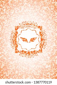 wings icon inside orange mosaic emblem with background