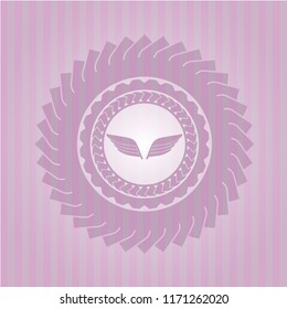 wings icon inside pink emblem. Vintage.