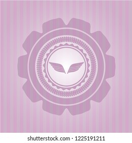 wings icon inside pink emblem. Retro