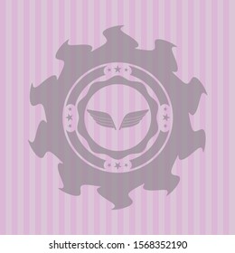 wings icon inside retro pink emblem