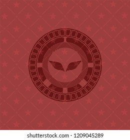 wings icon inside retro red emblem