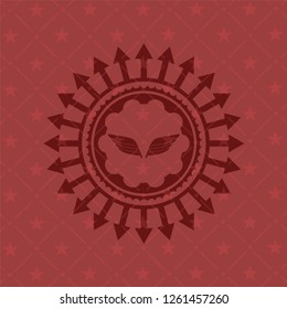 wings icon inside retro style red emblem