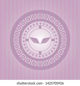 wings icon inside retro style pink emblem