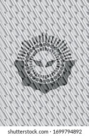 icono de alas en el interior de una placa o emblema plateado. Patrón de escalas. Ilustración vectorial. Detallado.