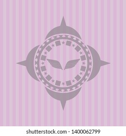 wings icon inside vintage pink emblem