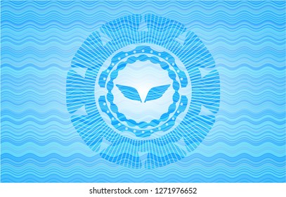 wings icon inside water concept badge.