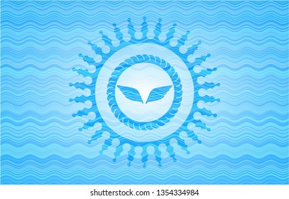 wings icon inside water representation emblem.