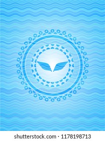 wings icon inside water wave representation badge background.