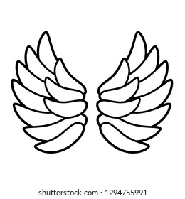 Wings icon. Line art. White background. Social media icon. Business concept. Sign, symbol, web element. Tattoo template. Website pictogram.