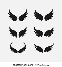 Wings icon logo set vector. Wing logo collection on white background