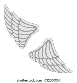 Wings icon in monochrome style isolated on white background vector illustration