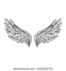 Wings icon in monochrome style on a white background vector illustration