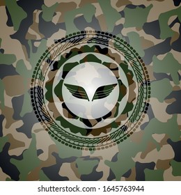 wings icon on camouflaged pattern