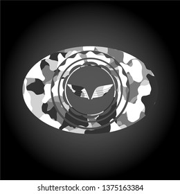 wings icon on grey camo pattern