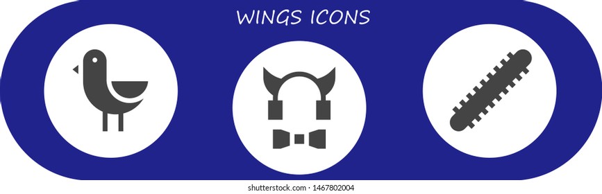 wings icon set. 3 filled wings icons.  Collection Of - Bird, Devil, Centipede