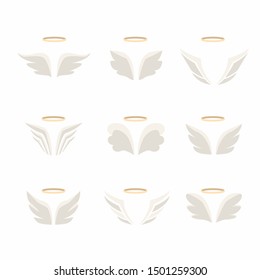 Wings icon set .Collection of Abstract Wings birds and angel