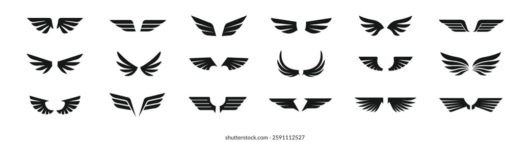 Wings icon set. EPS 10