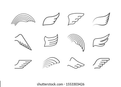 wings icon set. vector illustration