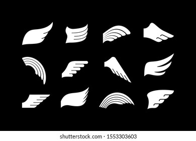 wings icon set. vector illustration