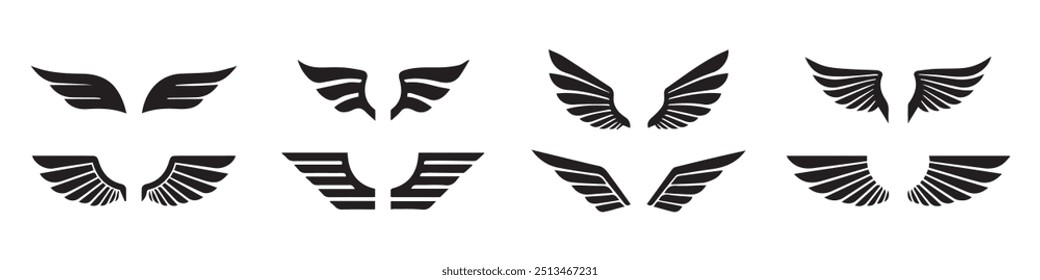 Wings icon set. Wings vector illustration. Eps 10.