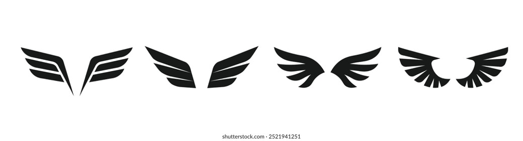 Conjunto de iconos de alas. Ilustración del ala.