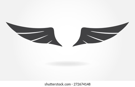 Wings icon or sign. Vector illustration of bird wings.