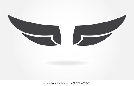 Wings icon or sign. Vector illustration of bird wings.