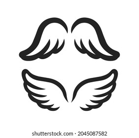 Wings icon. Simple illustration of bird or angel symbol vector isolated on white background