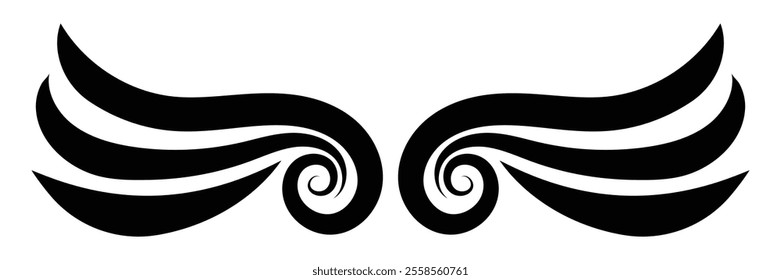 Wings icon. Simple silhouette of bird or angel wings symbol vector isolated on white background. Vector illustration. EPS 10