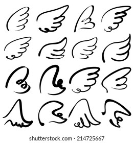 Wings icon sketch collection cartoon vector illustration