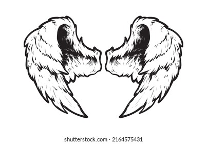 wings icon vector illustration, vector wings black and white