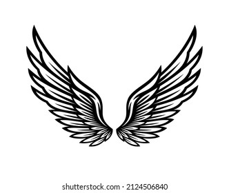 wings icon vector illustration, wings design, vector wings black and white