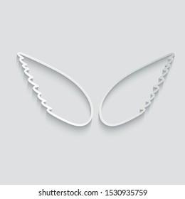  wings icon vector paper with shadow 