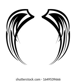 Wings icon vector, silhuette of wings, wings tribal tattoo.